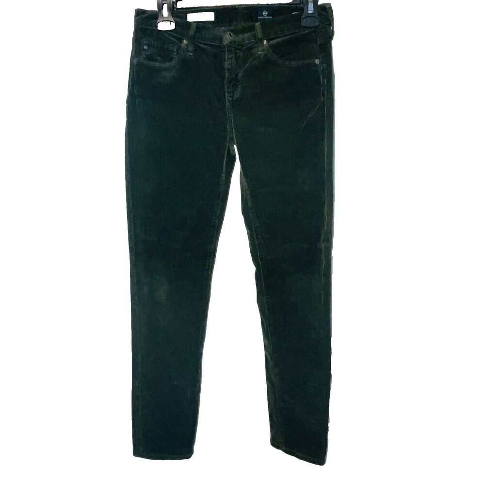 AG Adriano Goldschmeid THE STEVIE ANKLE Green Corduroy Pants 27R Fits 28x28